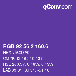 カラーコード: RGB 92 56.2 160.6 | qconv.com