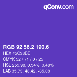 カラーコード: RGB 92 56.2 190.6 | qconv.com