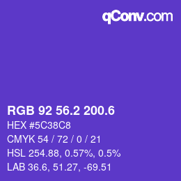 Color code: RGB 92 56.2 200.6 | qconv.com