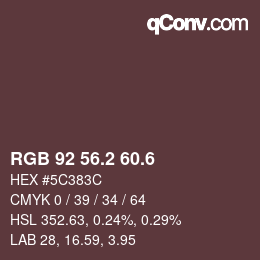 カラーコード: RGB 92 56.2 60.6 | qconv.com