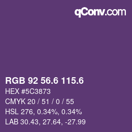 カラーコード: RGB 92 56.6 115.6 | qconv.com