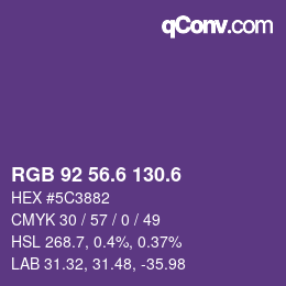 カラーコード: RGB 92 56.6 130.6 | qconv.com