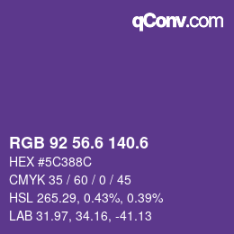 カラーコード: RGB 92 56.6 140.6 | qconv.com