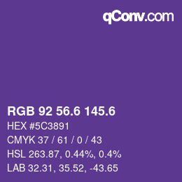 カラーコード: RGB 92 56.6 145.6 | qconv.com
