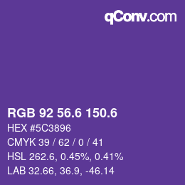 カラーコード: RGB 92 56.6 150.6 | qconv.com