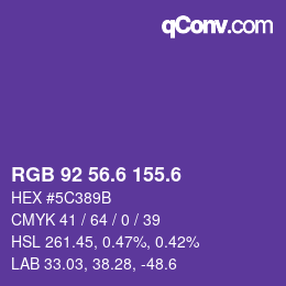 カラーコード: RGB 92 56.6 155.6 | qconv.com