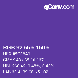 カラーコード: RGB 92 56.6 160.6 | qconv.com