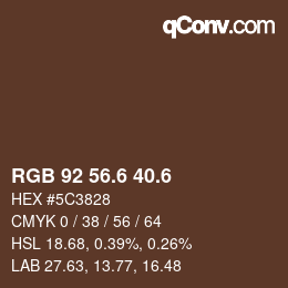 カラーコード: RGB 92 56.6 40.6 | qconv.com