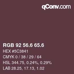 カラーコード: RGB 92 56.6 65.6 | qconv.com