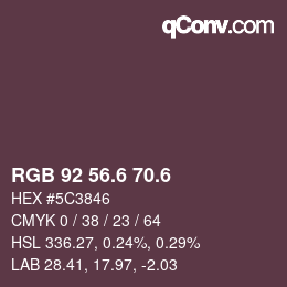 カラーコード: RGB 92 56.6 70.6 | qconv.com