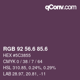 カラーコード: RGB 92 56.6 85.6 | qconv.com