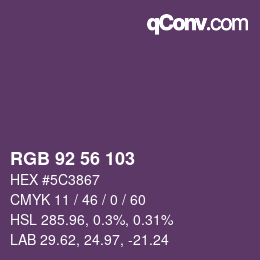 Color code: RGB 92 56 103 | qconv.com