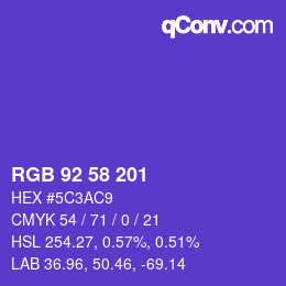 Farbcode: RGB 92 58 201 | qconv.com