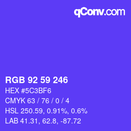 Color code: RGB 92 59 246 | qconv.com