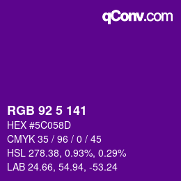 Color code: RGB 92 5 141 | qconv.com