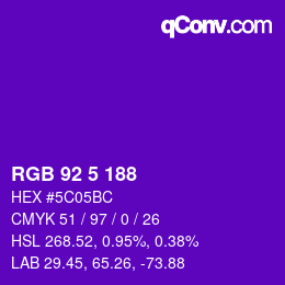 Color code: RGB 92 5 188 | qconv.com