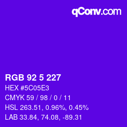 Color code: RGB 92 5 227 | qconv.com