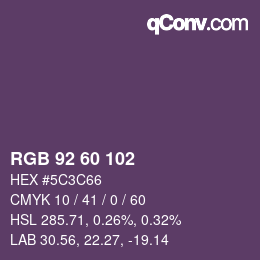 カラーコード: RGB 92 60 102 | qconv.com