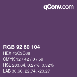 颜色代码: RGB 92 60 104 | qconv.com