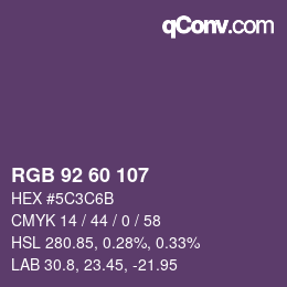 カラーコード: RGB 92 60 107 | qconv.com