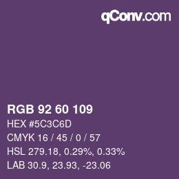 颜色代码: RGB 92 60 109 | qconv.com