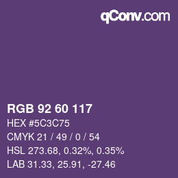カラーコード: RGB 92 60 117 | qconv.com