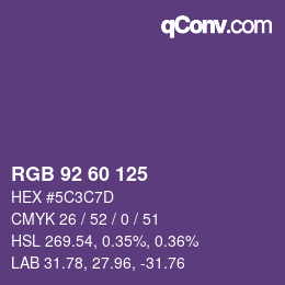 カラーコード: RGB 92 60 125 | qconv.com