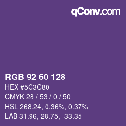 Color code: RGB 92 60 128 | qconv.com