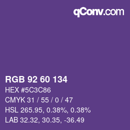 颜色代码: RGB 92 60 134 | qconv.com