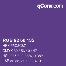 カラーコード: RGB 92 60 135 | qconv.com