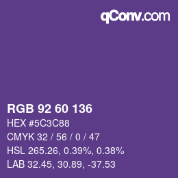 カラーコード: RGB 92 60 136 | qconv.com