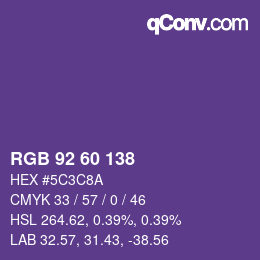 カラーコード: RGB 92 60 138 | qconv.com