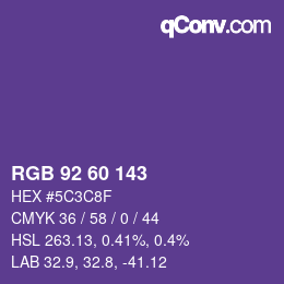 Color code: RGB 92 60 143 | qconv.com
