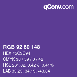 Color code: RGB 92 60 148 | qconv.com