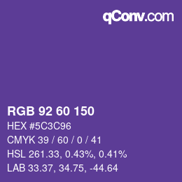 カラーコード: RGB 92 60 150 | qconv.com