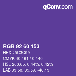 カラーコード: RGB 92 60 153 | qconv.com
