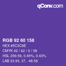 Color code: RGB 92 60 158 | qconv.com