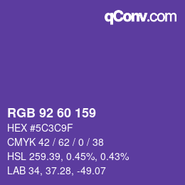 Farbcode: RGB 92 60 159 | qconv.com