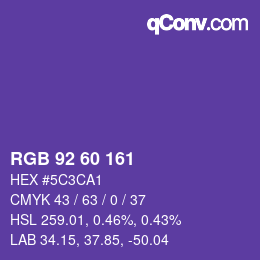 カラーコード: RGB 92 60 161 | qconv.com