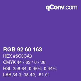 Color code: RGB 92 60 163 | qconv.com