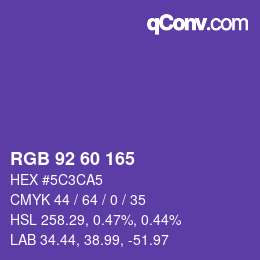 颜色代码: RGB 92 60 165 | qconv.com