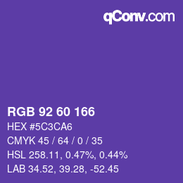 カラーコード: RGB 92 60 166 | qconv.com