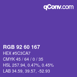 カラーコード: RGB 92 60 167 | qconv.com