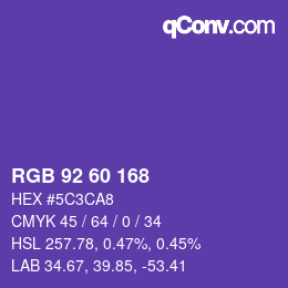 カラーコード: RGB 92 60 168 | qconv.com
