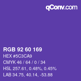カラーコード: RGB 92 60 169 | qconv.com