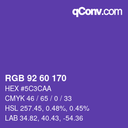 颜色代码: RGB 92 60 170 | qconv.com