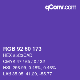 颜色代码: RGB 92 60 173 | qconv.com