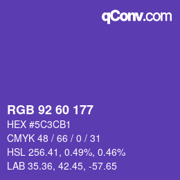 颜色代码: RGB 92 60 177 | qconv.com