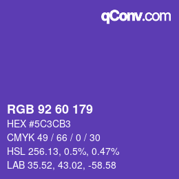Color code: RGB 92 60 179 | qconv.com