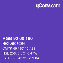 颜色代码: RGB 92 60 180 | qconv.com